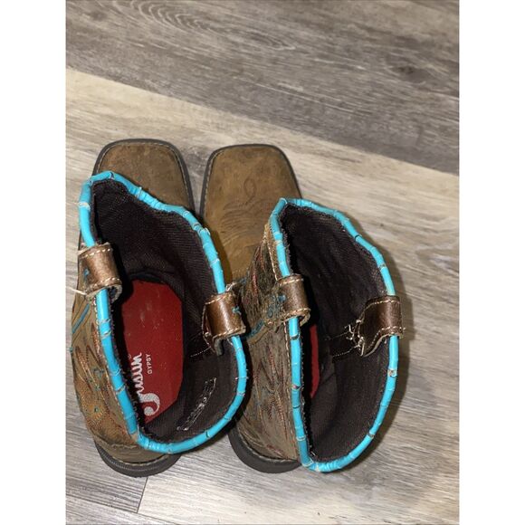 Womens 9 B Justin Cowboy Boots Gypsy L2900 Brown Turquoise Leather Cowgirl - Picture 4 of 9